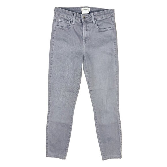 L'AGENCE Margot Gray Cotton Blend Stretch Skinny Cropped Ankle Jeans Size 26 - Picture 2 of 6